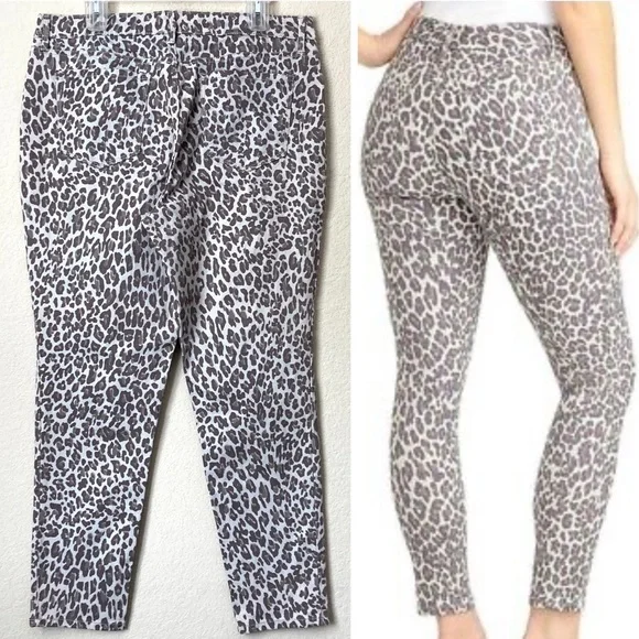 Nine West 14 Leopard Print Gramercy Skinny Ankle Jeans Pants - Picture 16 of 16